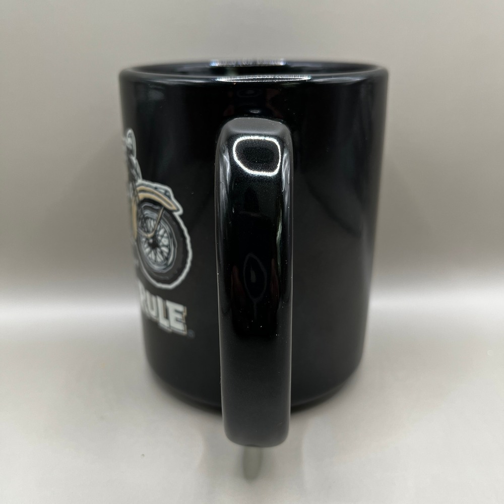 Old Guys Rule Pan Head Motorcycle Ceramic Coffee Mug 15 Oz Black New in Box - Picture 7 of 10